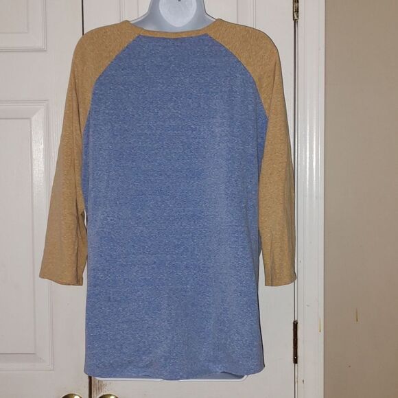 LulaRoe Randy tan and blue tunic shirt Sz 3XL - Picture 3 of 4